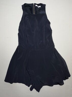 Lavender Brown 100% Silk Black Sleeveless Romper Size M 779